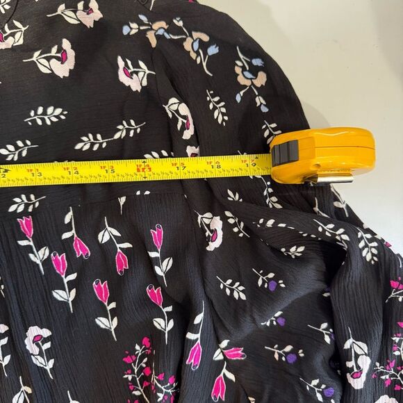 Plus Size Tunic Top Blouse Shirt Size Crochet Trim Y Neck Dark Floral 18-20 1X - Picture 9 of 12